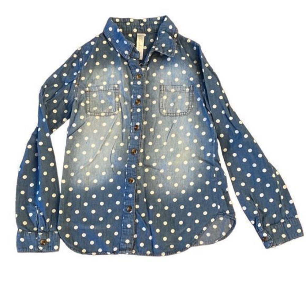 Cherokee Girls Denim Polka Dot Shirt